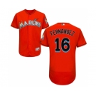 Men's Majestic Miami Marlins #16 Jose Fernandez Orange Flexbase Authentic Collection MLB Jersey