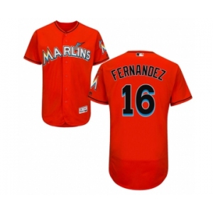 Men's Majestic Miami Marlins #16 Jose Fernandez Orange Flexbase Authentic Collection MLB Jersey