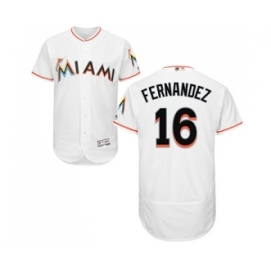 Men's Majestic Miami Marlins #16 Jose Fernandez White Flexbase Authentic Collection MLB Jersey