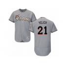 Men's Majestic Miami Marlins #21 Christian Yelich Grey Flexbase Authentic Collection MLB Jersey