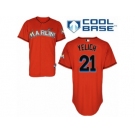 Men's Majestic Miami Marlins #21 Christian Yelich Replica Orange Alternate 1 Cool Base MLB Jersey