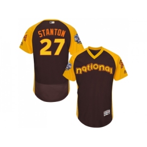 Men's Majestic Miami Marlins #27 Giancarlo Stanton Brown 2016 All-Star National League BP Authentic Collection Flex Base MLB Jersey