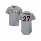 Men's Majestic Miami Marlins #27 Giancarlo Stanton Grey Flexbase Authentic Collection MLB Jersey