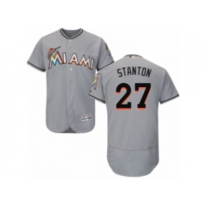 Men's Majestic Miami Marlins #27 Giancarlo Stanton Grey Flexbase Authentic Collection MLB Jersey