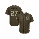 Men's Majestic Miami Marlins #27 Giancarlo Stanton Replica Green Salute to Service MLB Jersey