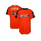 Men's Majestic Miami Marlins #27 Giancarlo Stanton Replica Orange National League 2017 MLB All-Star MLB Jersey