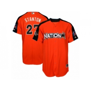 Men's Majestic Miami Marlins #27 Giancarlo Stanton Replica Orange National League 2017 MLB All-Star MLB Jersey