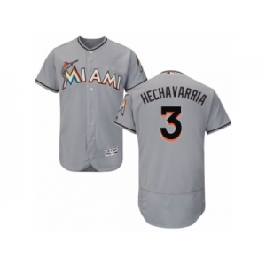 Men's Majestic Miami Marlins #3 Adeiny Hechavarria Grey Flexbase Authentic Collection MLB Jersey