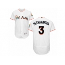 Men's Majestic Miami Marlins #3 Adeiny Hechavarria White Flexbase Authentic Collection MLB Jersey