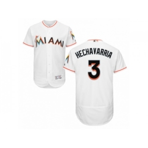 Men's Majestic Miami Marlins #3 Adeiny Hechavarria White Flexbase Authentic Collection MLB Jersey