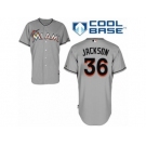 Men's Majestic Miami Marlins #36 Edwin Jackson Authentic Grey Road Cool Base MLB Jersey