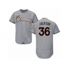 Men's Majestic Miami Marlins #36 Edwin Jackson Grey Flexbase Authentic Collection MLB Jersey
