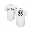 Men's Majestic Miami Marlins #36 Edwin Jackson White Flexbase Authentic Collection MLB Jersey