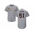 Men's Majestic Miami Marlins #51 Ichiro Suzuki Grey Flexbase Authentic Collection MLB Jersey