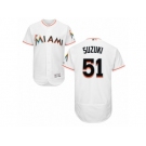 Men's Majestic Miami Marlins #51 Ichiro Suzuki White Flexbase Authentic Collection MLB Jersey