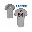 Men's Majestic Miami Marlins #54 Wei-Yin Chen Replica Grey Road Cool Base MLB Jersey