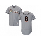 Men's Majestic Miami Marlins #8 Andre Dawson Grey Flexbase Authentic Collection MLB Jersey