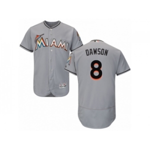 Men's Majestic Miami Marlins #8 Andre Dawson Grey Flexbase Authentic Collection MLB Jersey