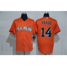 Men's Miami Marlins #14 Martin Prado Majestic Orange Cool Base Player Jersey