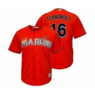 Men's Miami Marlins #16 Jose Fernandez Majestic Orange Cool Base Player Jersey