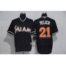 Men's Miami Marlins #21 Christian Yelich Majestic Black Cool Base Player Jersey