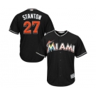 Men's Miami Marlins #27 Giancarlo Stanton Majestic Black Cool Base Player Jersey