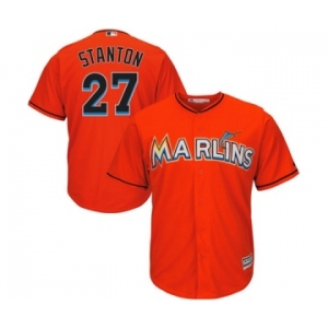 Men's Miami Marlins #27 Giancarlo Stanton Majestic Orange Cool Base Player Jersey