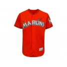 Men's Miami Marlins Majestic Alternate Blank Fire Red Flex Base Authentic Collection Team Jersey