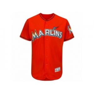 Men's Miami Marlins Majestic Alternate Blank Fire Red Flex Base Authentic Collection Team Jersey