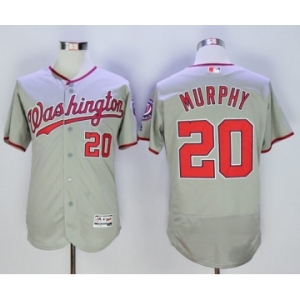 Men Washington Nationals #20 Daniel Murphy Majestic Gray Flexbase Authentic Collection Player Jersey