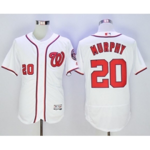Men Washington Nationals #20 Daniel Murphy Majestic White Flexbase Authentic Collection Player Jersey