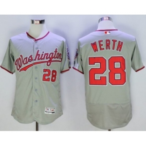 Men Washington Nationals #28 jayson werth Majestic Grey Flexbase Authentic Collection Player Jersey