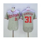 Men Washington Nationals #31 Max Scherzer Majestic Grey Flexbase Authentic Collection Player Jersey