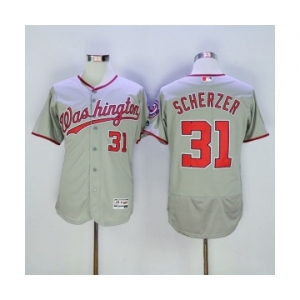 Men Washington Nationals #31 Max Scherzer Majestic Grey Flexbase Authentic Collection Player Jersey