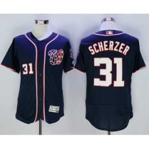 Men Washington Nationals #31 Max Scherzer Majestic Navy Blue Flexbase Authentic Collection Player Jersey