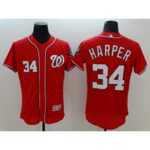 Men Washington Nationals #34 Bryce Harper Majestic Red Flexbase Authentic Collection Team Jersey