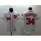 Men Washington Nationals #34 Bryce Harper Majestic White Flexbase Authentic Collection Player Jersey