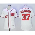 Men Washington Nationals #37 Stephen Strasburg Majestic White Flexbase Authentic Collection Player Jersey