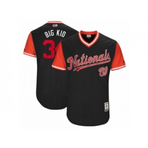 Men's 2017 Little League World Series Nationals #34 Bryce Harper Big Kid Navy Jersey