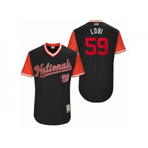 Men's 2017 Little League World Series Nationals Jose Lobaton #59 Lobi Navy Jersey