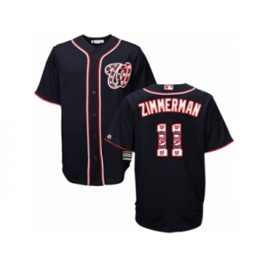 Men's Majestic Washington Nationals #11 Ryan Zimmerman Authentic Navy Blue Team Logo Fashion Cool Base MLB Jersey