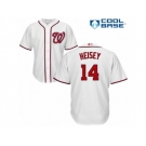 Men's Majestic Washington Nationals #14 Chris Heisey Replica White Home Cool Base MLB Jersey