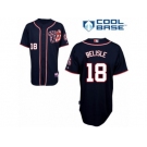 Men's Majestic Washington Nationals #18 Matt Belisle Replica Navy Blue Alternate 2 Cool Base MLB Jersey