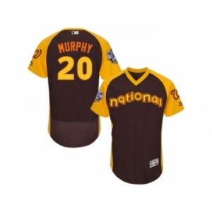 Men's Majestic Washington Nationals #20 Daniel Murphy Brown 2016 All-Star National League BP Authentic Collection Flex Base MLB Jersey