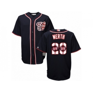 Men's Majestic Washington Nationals #28 Jayson Werth Authentic Navy Blue Team Logo Fashion Cool Base MLB Jersey