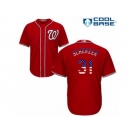 Men's Majestic Washington Nationals #31 Max Scherzer Authentic Red USA Flag Fashion MLB Jersey