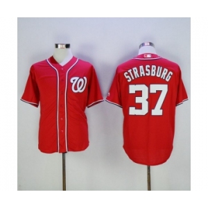 Men's Majestic Washington Nationals #37 Stephen Strasburg Authentic Red Cool Base MLB Jersey