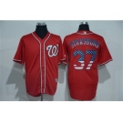 Men's Majestic Washington Nationals #37 Stephen Strasburg Red USA Flag Fashion MLB Jersey