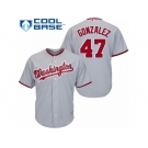 Men's Majestic Washington Nationals #47 Gio Gonzalez Authentic Grey Road Cool Base MLB Jersey