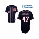Men's Majestic Washington Nationals #47 Gio Gonzalez Authentic Navy Blue Alternate 2 Cool Base MLB Jersey
